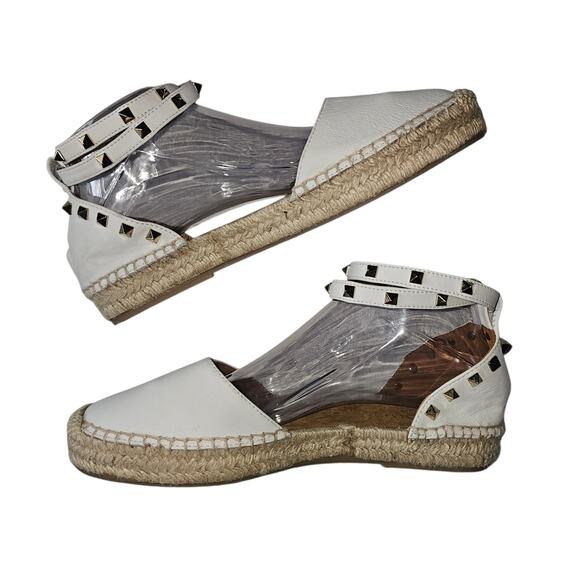 Maypol White Leather Wedge Espadrilles with Ankle Strap US 9/ EU 40 - Picture 3 of 9